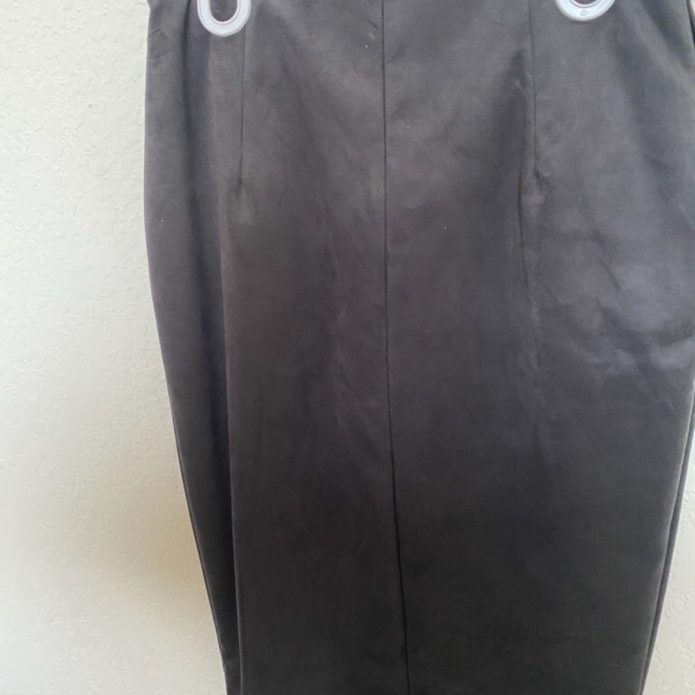Label Suede Midi Skirt - Picture 3 of 6